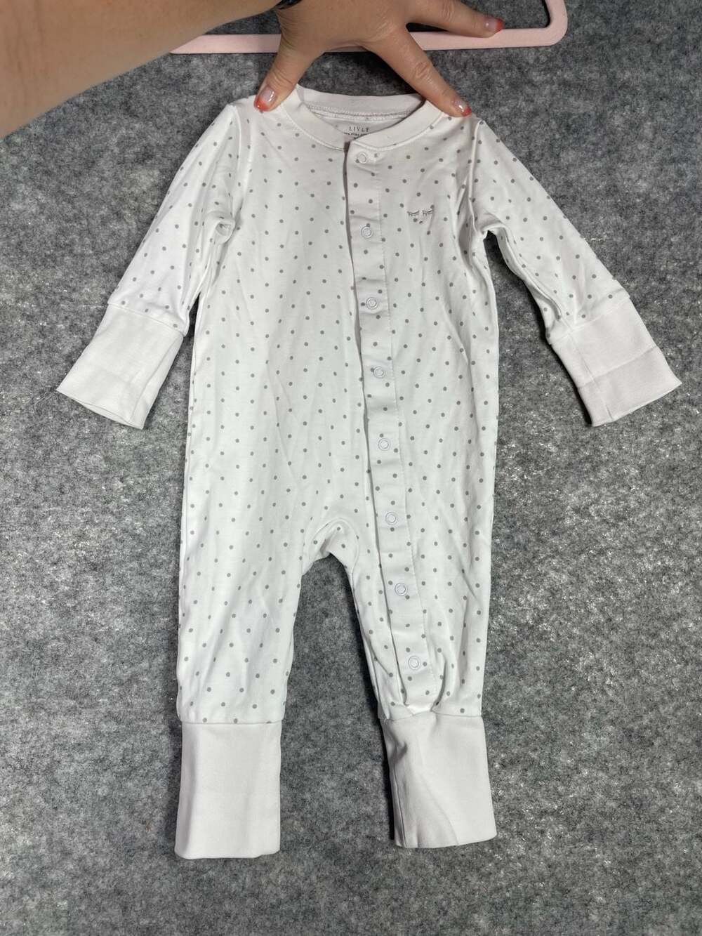 LIVLY Pima Cotton "Saturday" Dotted Footie Romper Size 1-3M